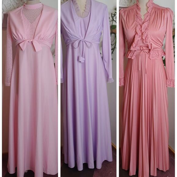 Vintage Pink Maxi Dress with Jacket - Picture 12 of 12